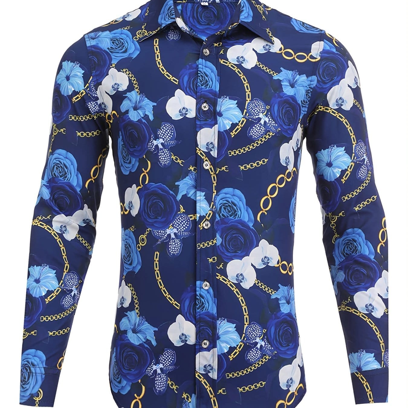 Men's Long Sleeve Luxury Design Print Dress Shirt, Casual Button Down Shirt For Party, Wedding, Banquet, Prom, Nightclub