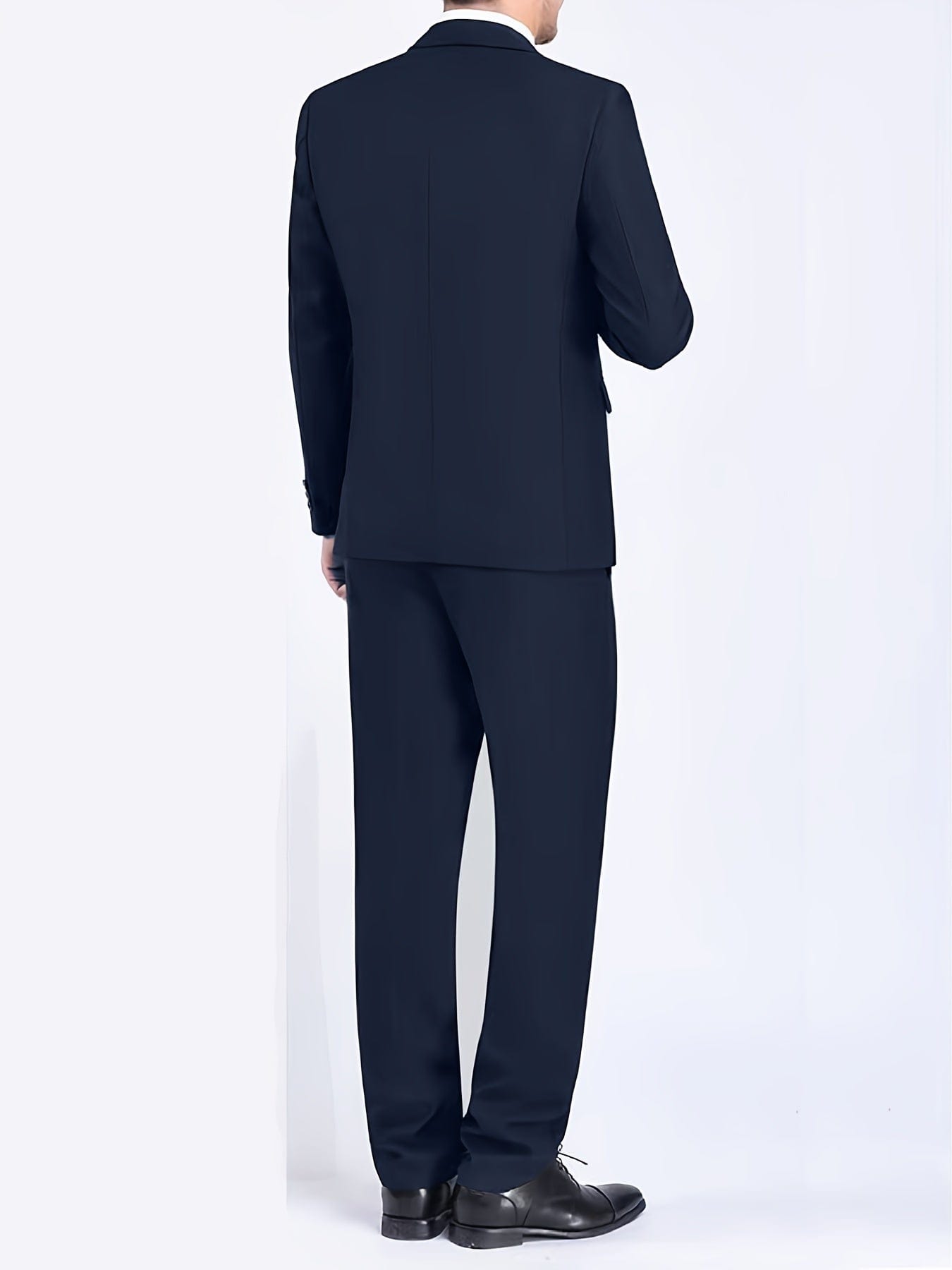 Solid Color Suit, Men's Two-button Rear Slit Business Suit + Suit Pants