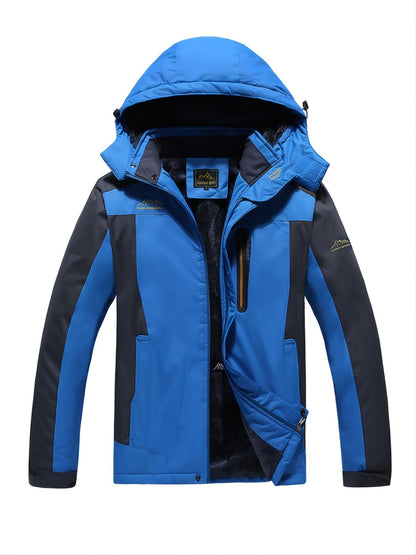 Men's Windproof Fleece Hooded Cotton-padded Jacket, Casual Out Stitching Warm Jacket For Autumn/Winter