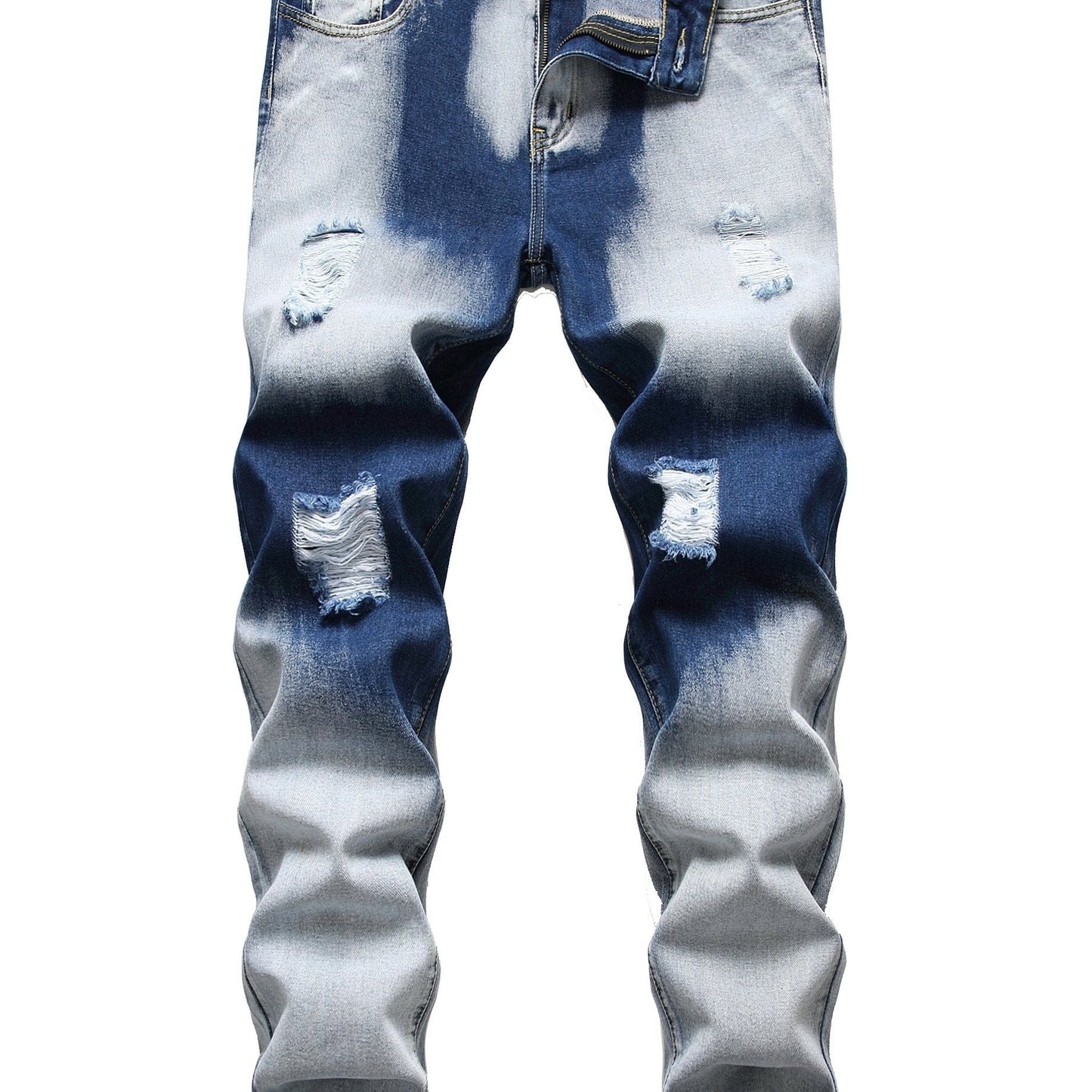 Men's Ripped Jeans, Distressed Destroyed Slim Fit Straight Leg Denim Pants