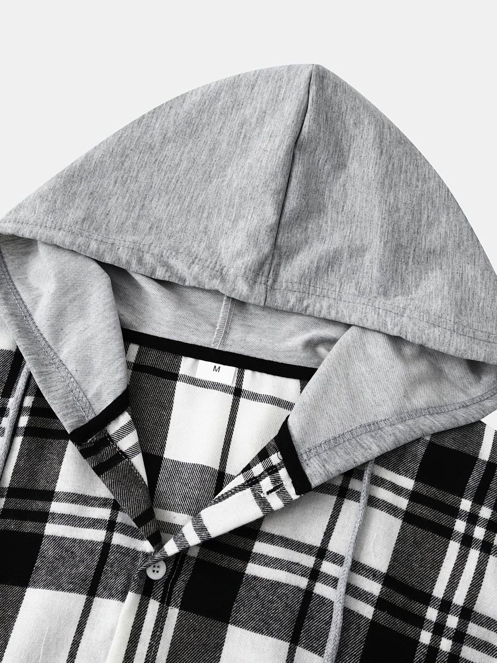One Size Smaller,  Flannel Loose Shirt For Men Plaid Long Sleeve Casual Button-Down Shirts With Hood Christmas Gifts