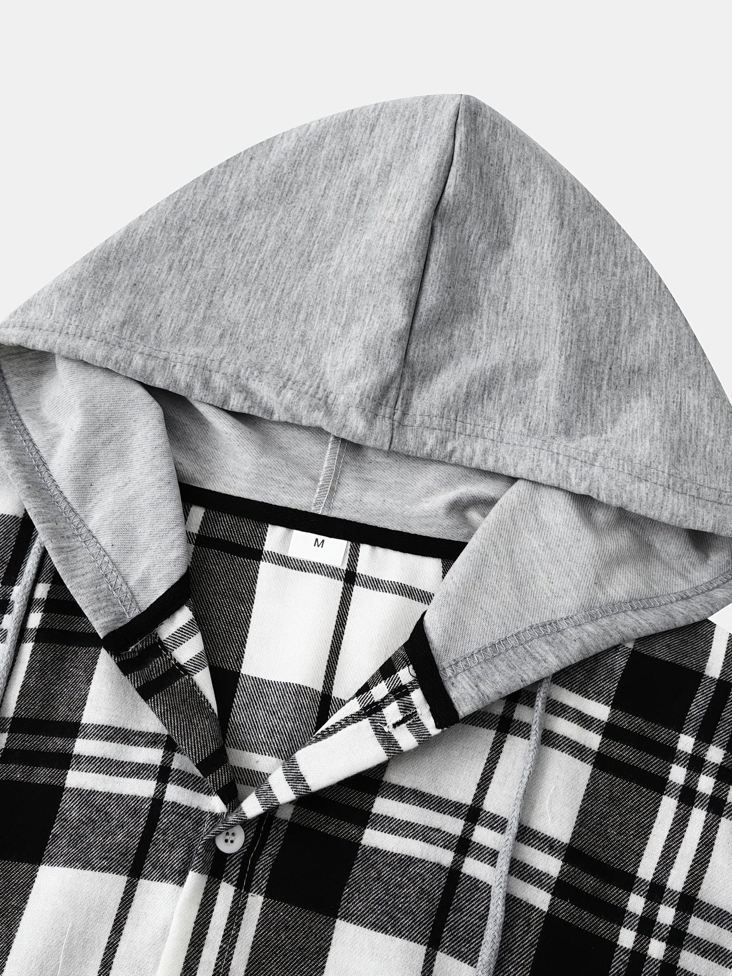 One Size Smaller,  Flannel Loose Shirt For Men Plaid Long Sleeve Casual Button-Down Shirts With Hood Christmas Gifts
