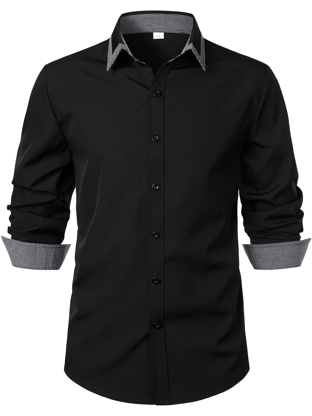 Men's Button Down Plaid Collar  Long Sleeve Shirt, Business Casual Dress Shirts