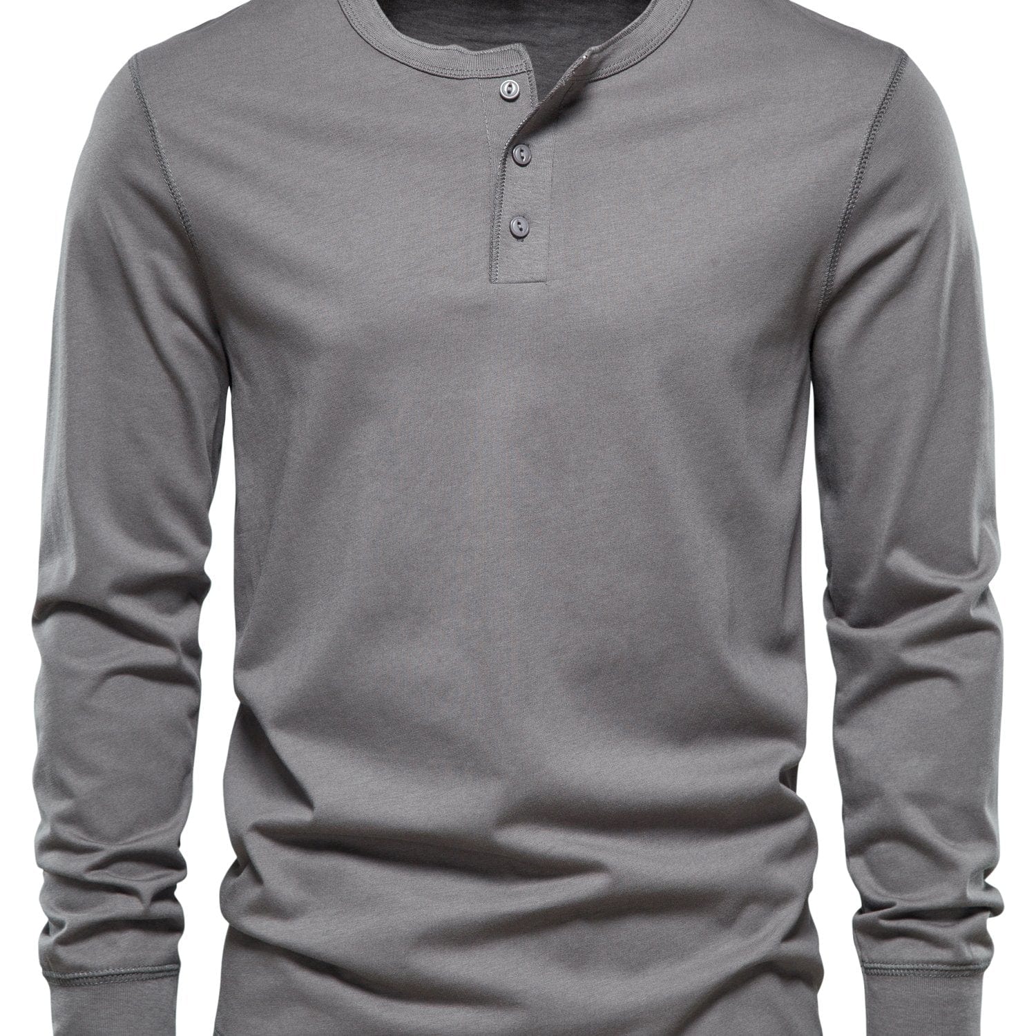 Men's Henley Collar Long Sleeve T Shirt