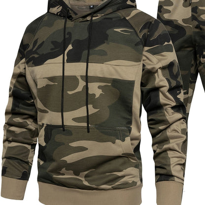 Men's Sports Suits, Camouflage Hooded, Jogging Sweatpants Suit, New Autumn And Winter