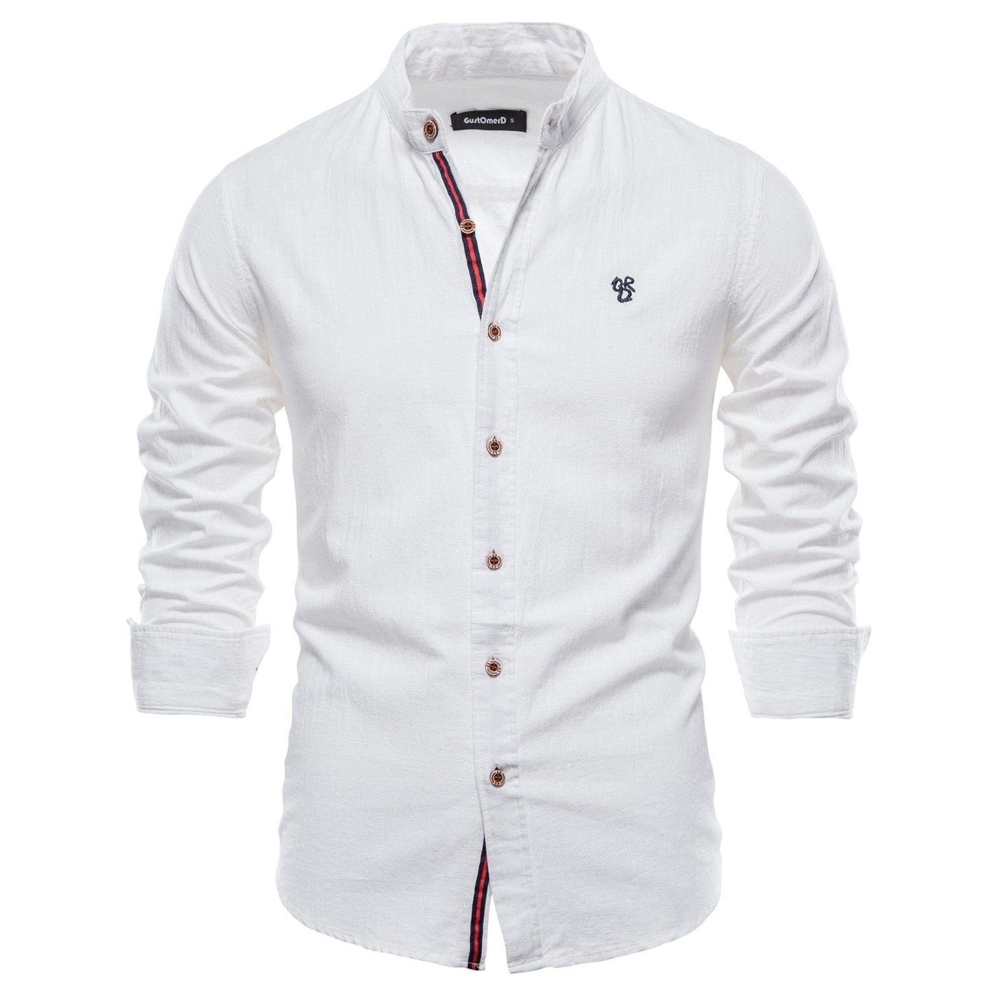Men's Plain Color Cotton Single Breasted Long Sleeve Shirts Men's Clothes