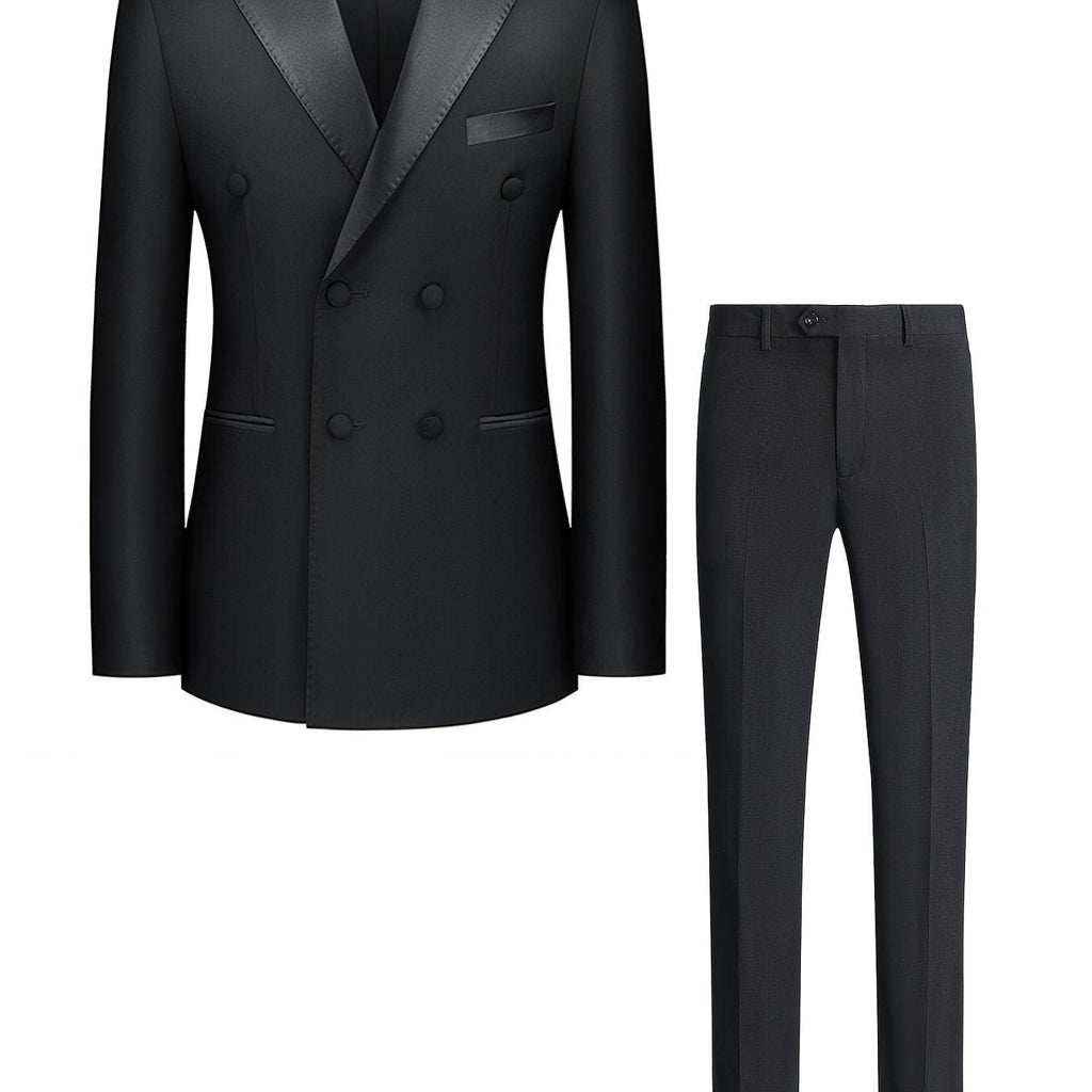 Men's Business Blazer Suit, Double Breasted Formal Suit With Pants