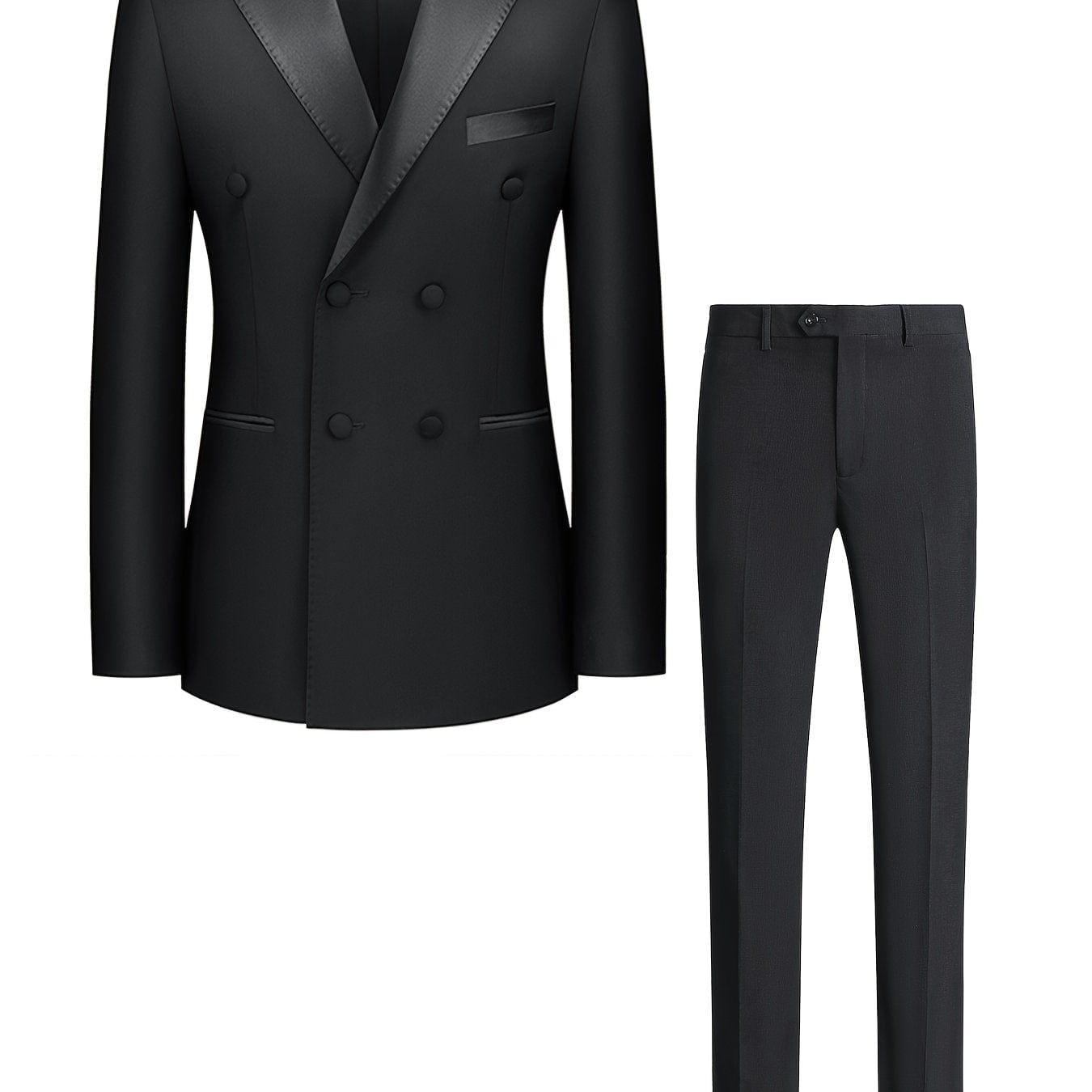Men's Business Blazer Suit, Double Breasted Formal Suit With Pants