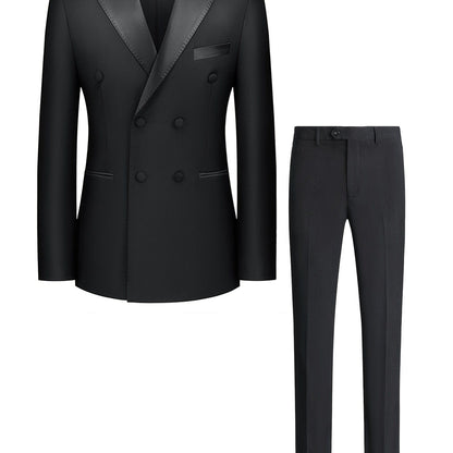 Men's Business Blazer Suit, Double Breasted Formal Suit With Pants