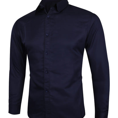 Thin Material, One Size Smaller, Business Button Up Shirt Solid Color Men's Long Sleeve Shirt Christmas Gifts