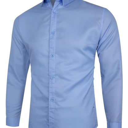 Two Sizes Small, Men's Business Solid Color Long Sleeve Dress Shirt Christmas Gifts