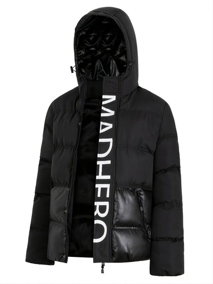 Men's New Cotton Coat Hooded Printed Puffer Winter Coat