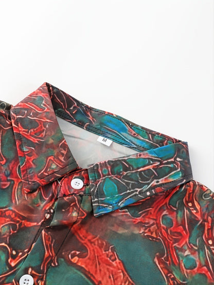 New Men's Printed Green Long Sleeve Shirt Christmas Gifts