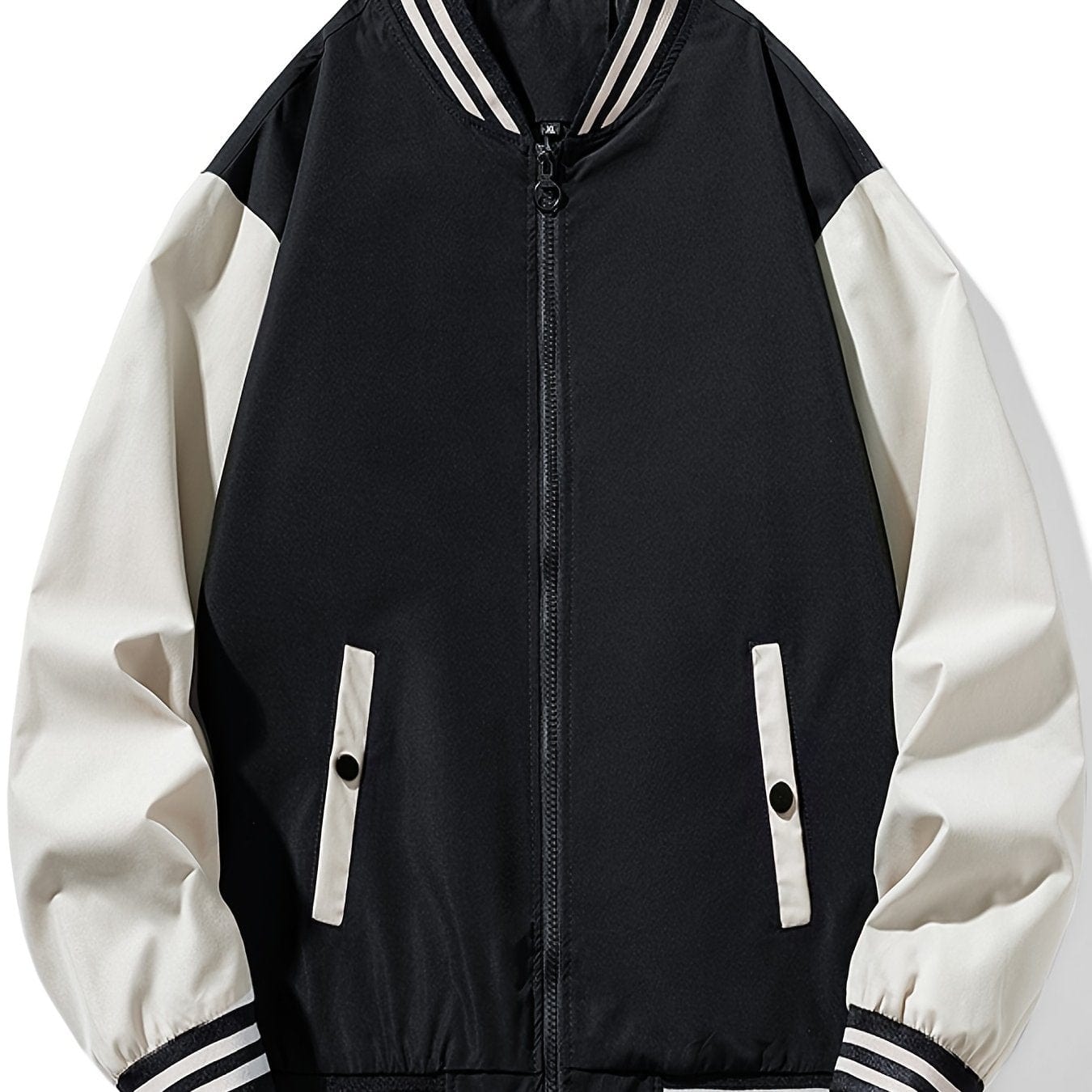 Men's Bomber Zipper Jacket, Casual Streetwear Hip Hop Loose Baseball Coats