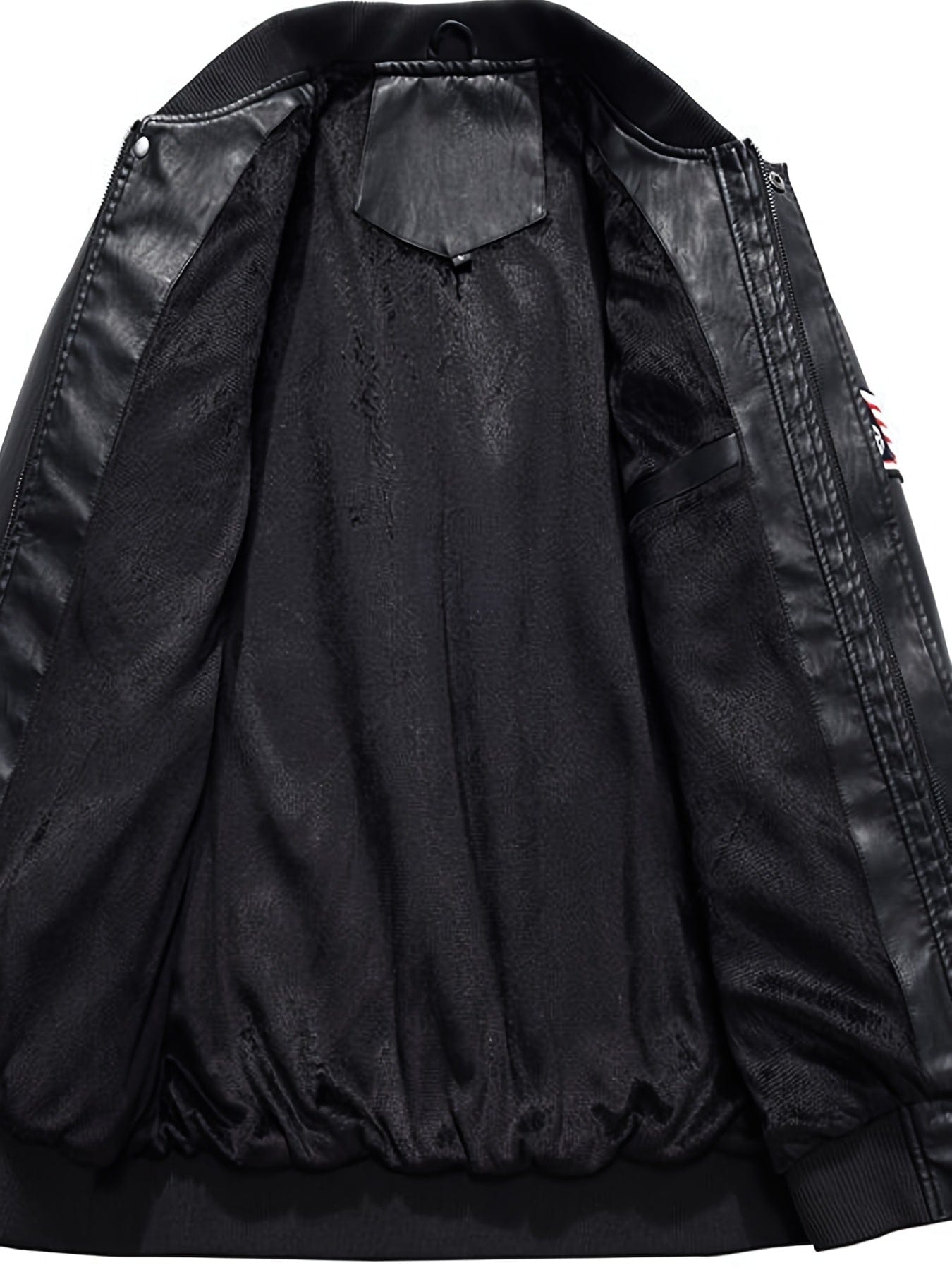 Men's Stand Collar Pu Leather Coat, Baseball Modern Jacket, Casual Long Sleeve Motorcycle Outwear Jacket