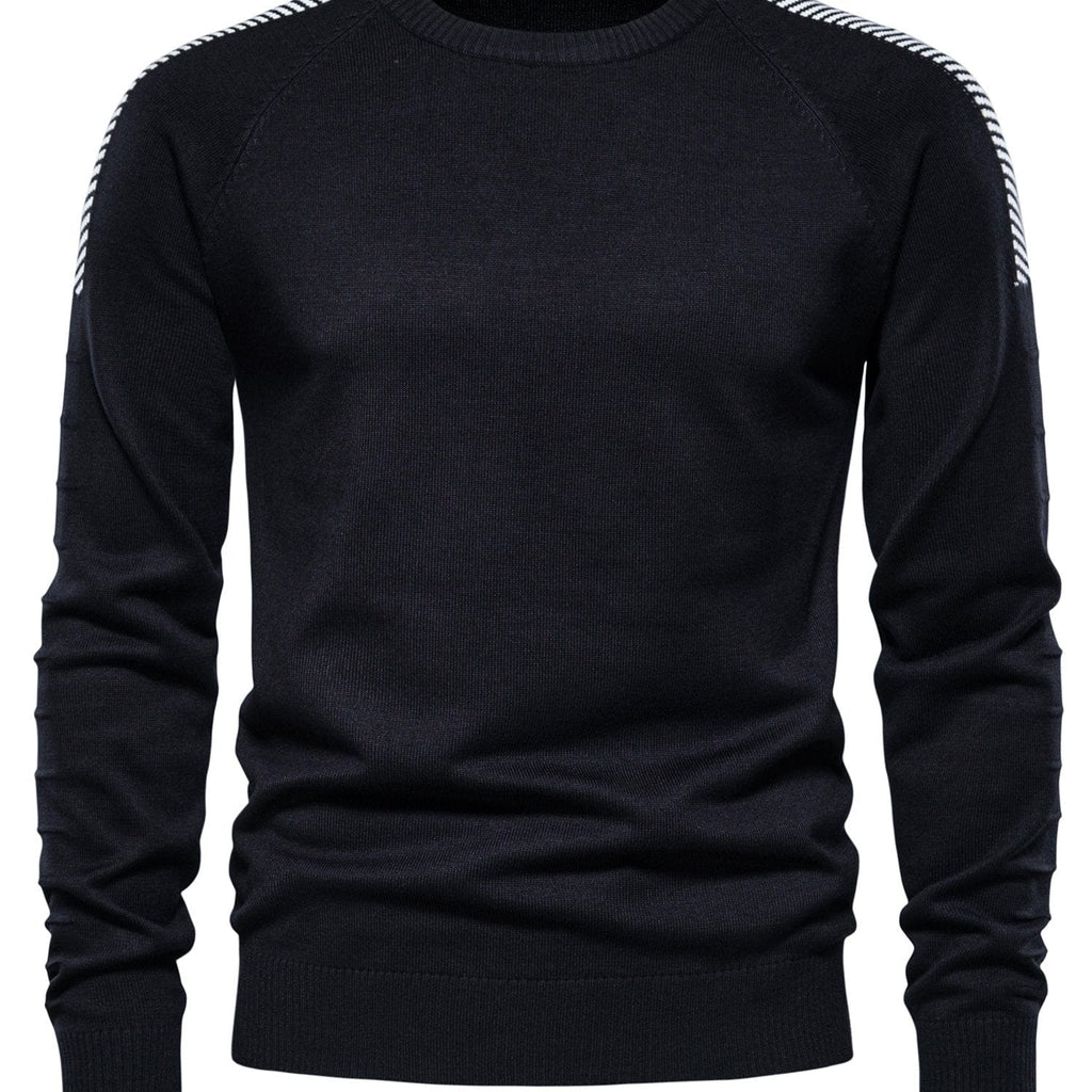 Spliced Drop Sleeve Sweater Men Casual O-neck Slim Fit
