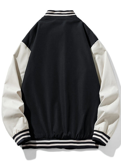 Men's Bomber Zipper Jacket, Casual Streetwear Hip Hop Loose Baseball Coats