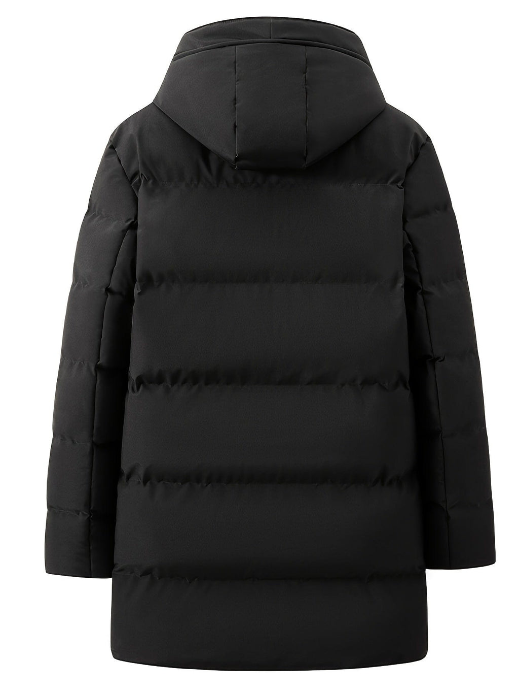 Small Size & Order Size Up Men's Solid Color Long Cotton-padded Jacket With Hood