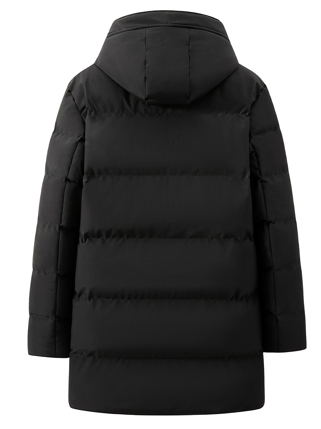 Small Size & Order Size Up Men's Solid Color Long Cotton-padded Jacket With Hood