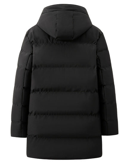 Small Size & Order Size Up Men's Solid Color Long Cotton-padded Jacket With Hood