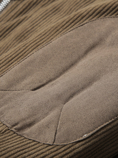 Men's Patched Detail Corduroy Bomber Jacket For Winter