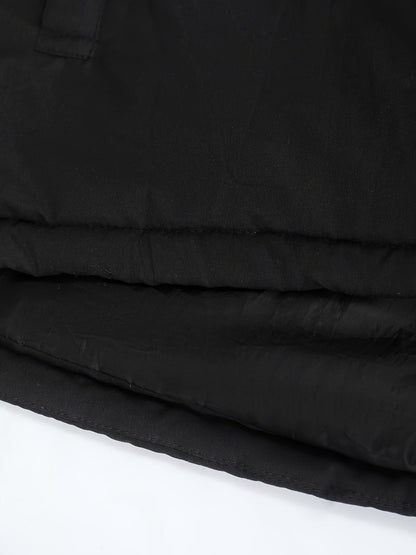 Men's Basic Letter Print Zipper Hooded Cotton-padded Jacket Coat For Winter