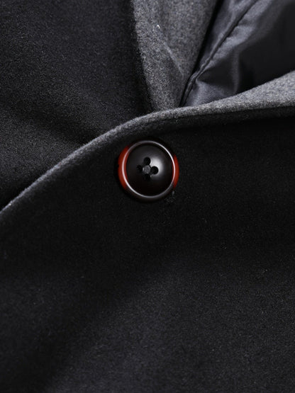 Men's Wool Coat Winter Long Trench Coat Classic Hooded Jacket Top Coat