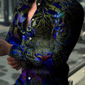 New Men's Abstract Tiger Element Design Slim-Fit Shirt Best Sellers