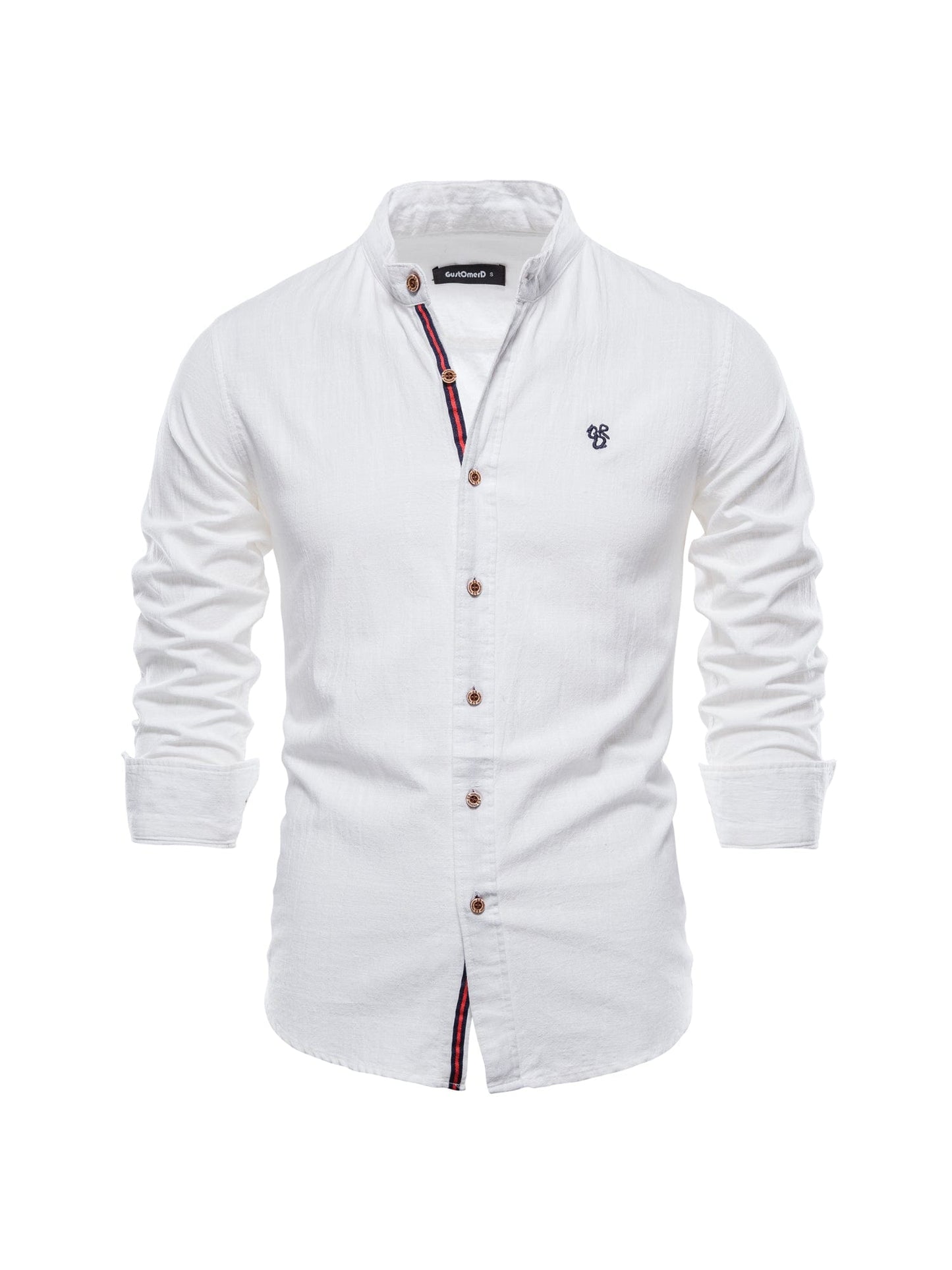 Men's Plain Color Cotton Single Breasted Long Sleeve Shirts Men's Clothes