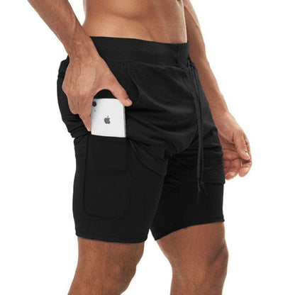 Summer 2 In 1 Shorts Men GYMS Fitness Running Shorts Quick Dry Male Shorts Bodybuilding Short Pants