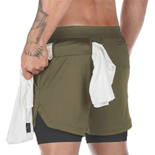 2021 Summer 2 In 1 Shorts Men GYMS Fitness Running Shorts Quick Dry Male Shorts Bodybuilding Short Pants