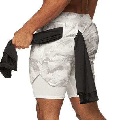 Summer 2 In 1 Shorts Men GYMS Fitness Running Shorts Quick Dry Male Shorts Bodybuilding Short Pants