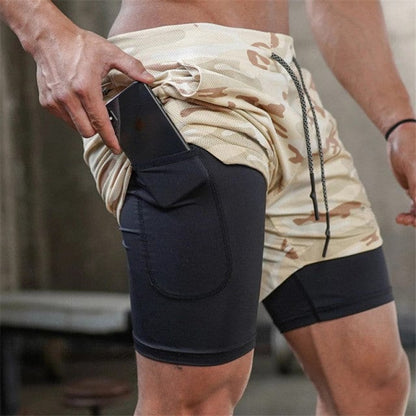 Summer 2 In 1 Shorts Men GYMS Fitness Running Shorts Quick Dry Male Shorts Bodybuilding Short Pants