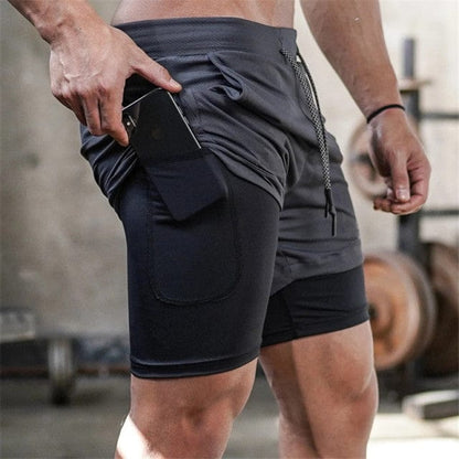 Summer 2 In 1 Shorts Men GYMS Fitness Running Shorts Quick Dry Male Shorts Bodybuilding Short Pants