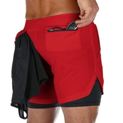 Summer 2 In 1 Shorts Men GYMS Fitness Running Shorts Quick Dry Male Shorts Bodybuilding Short Pants