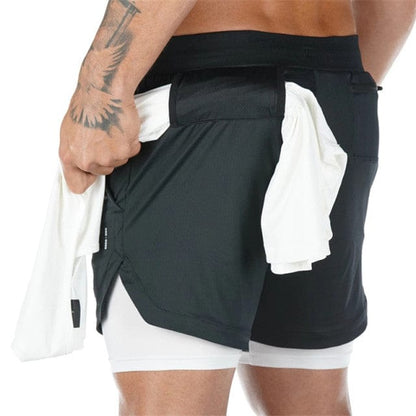 Summer 2 In 1 Shorts Men GYMS Fitness Running Shorts Quick Dry Male Shorts Bodybuilding Short Pants