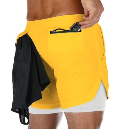 Summer 2 In 1 Shorts Men GYMS Fitness Running Shorts Quick Dry Male Shorts Bodybuilding Short Pants