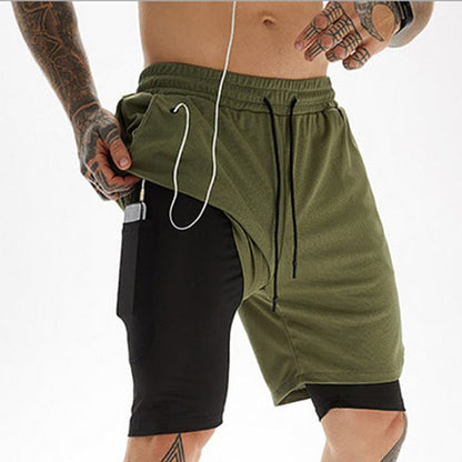 Camo Running Shorts Men 2 In 1 Double-deck Quick Dry GYM Sport Shorts Fitness Jogging Workout Shorts Men Sports Short Pants