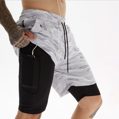 Camo Running Shorts Men 2 In 1 Double-deck Quick Dry GYM Sport Shorts Fitness Jogging Workout Shorts Men Sports Short Pants