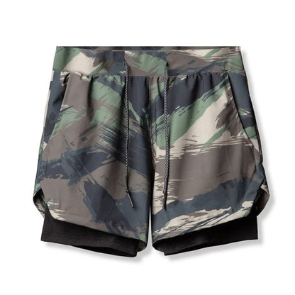 Camo Running Shorts Men 2 In 1 Double-deck Quick Dry GYM Sport Shorts Fitness Jogging Workout Shorts Men Sports Short Pants