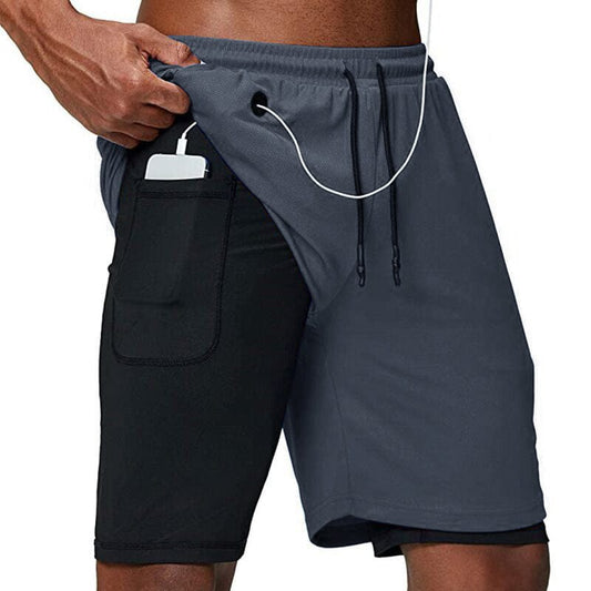 Running Shorts Men Fitness Gym Training Sports Shorts Quick Dry Workout Gym Sport Jogging Double Deck Summer Men Shorts