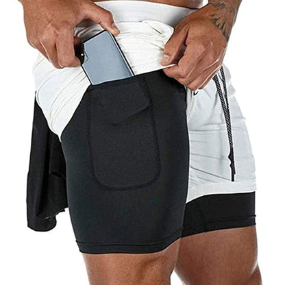 Running Shorts Men Fitness Gym Training Sports Shorts Quick Dry Workout Gym Sport Jogging Double Deck Summer Men Shorts