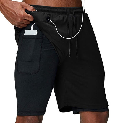 Running Shorts Men Fitness Gym Training Sports Shorts Quick Dry Workout Gym Sport Jogging Double Deck Summer Men Shorts