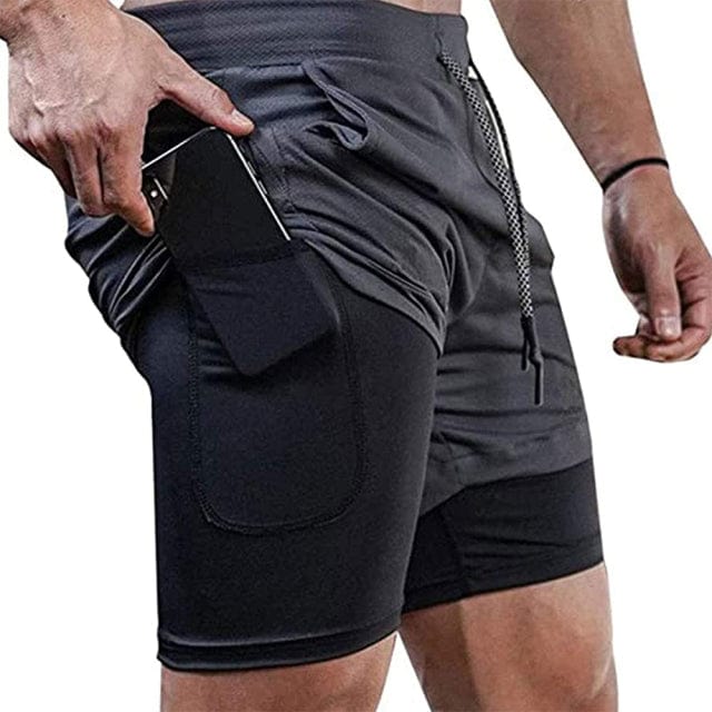 Running Shorts Men Fitness Gym Training Sports Shorts Quick Dry Workout Gym Sport Jogging Double Deck Summer Men Shorts