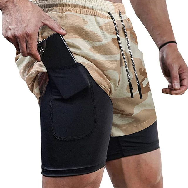 Running Shorts Men Fitness Gym Training Sports Shorts Quick Dry Workout Gym Sport Jogging Double Deck Summer Men Shorts