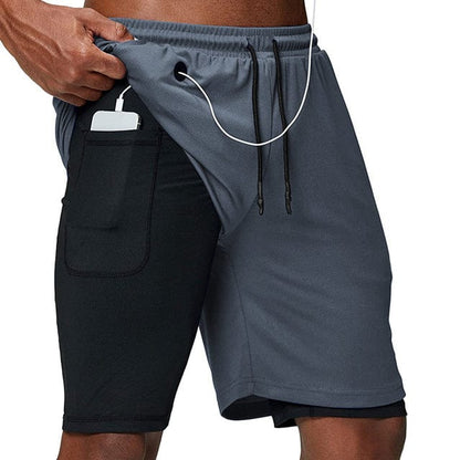 Running Shorts Men Fitness Gym Training Sports Shorts Quick Dry Workout Gym Sport Jogging Double Deck Summer Men Shorts