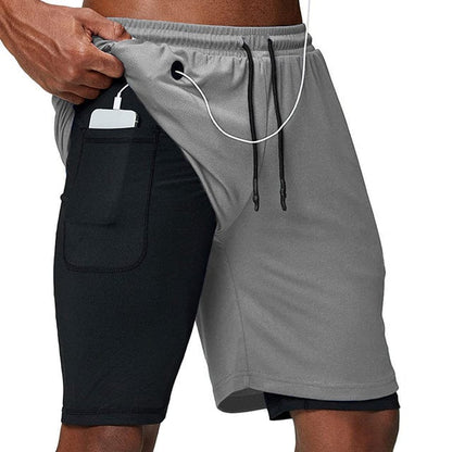 Running Shorts Men Fitness Gym Training Sports Shorts Quick Dry Workout Gym Sport Jogging Double Deck Summer Men Shorts