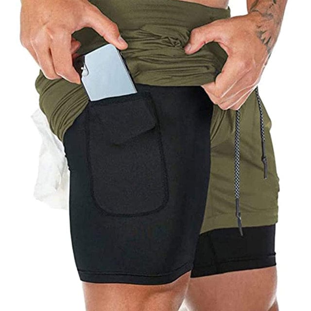 Running Shorts Men Fitness Gym Training Sports Shorts Quick Dry Workout Gym Sport Jogging Double Deck Summer Men Shorts