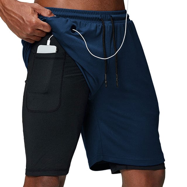 Running Shorts Men Fitness Gym Training Sports Shorts Quick Dry Workout Gym Sport Jogging Double Deck Summer Men Shorts