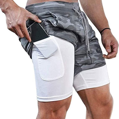 Running Shorts Men Fitness Gym Training Sports Shorts Quick Dry Workout Gym Sport Jogging Double Deck Summer Men Shorts